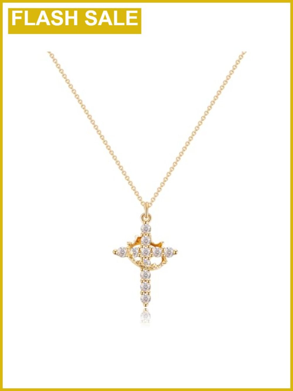 Dainty Dainty 18K Gold Plated Cross Necklace with Cubic Zirconia Pendant